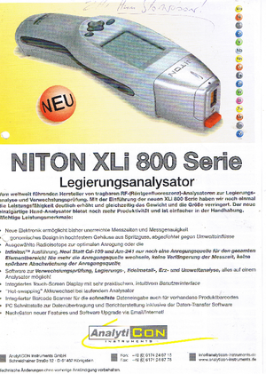 Analizatory metali Niton XLi 800