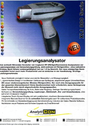 Analizatory metali Niton XLt 800