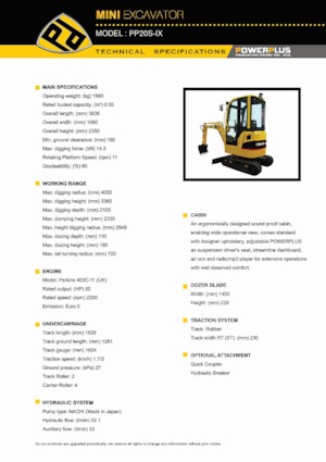 Minikoparki PowerPlus PP20S-IX