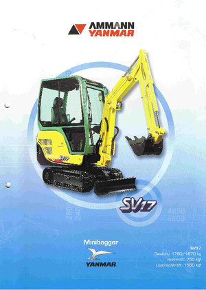 Minikoparki Yanmar SV17