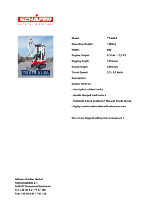 Minikoparki Takeuchi TB 014 A