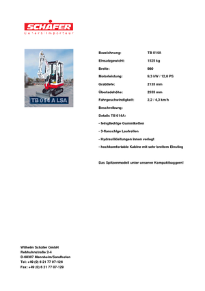 Minikoparki Takeuchi TB 014 A