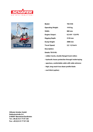 Minikoparki Takeuchi TB 014 S