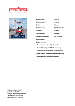 Minikoparki Takeuchi TB 014 S