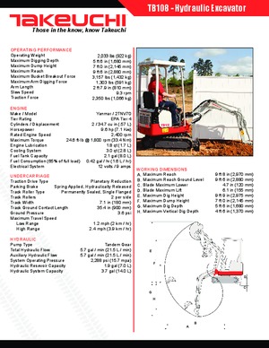 Minikoparki Takeuchi TB 108 Hybrid