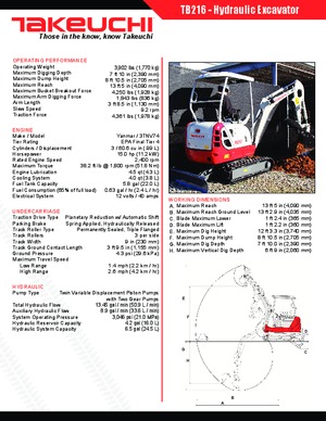 Minikoparki Takeuchi TB216S