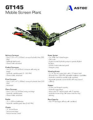 Przesiewacze mobilne Astec GT145MF