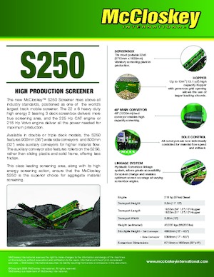 Przesiewacze mobilne McCloskey S250