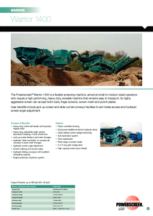 Przesiewacze mobilne Powerscreen Warrior 1400