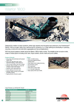 Przesiewacze mobilne Powerscreen Warrior 1800