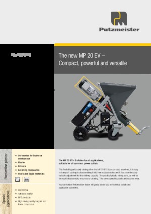 Pompy do mieszania zaprawy Putzmeister MP 20 EV