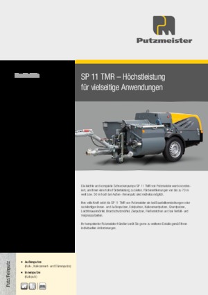 Pompy przenośnika ślimakowego Putzmeister SP 11 TMR