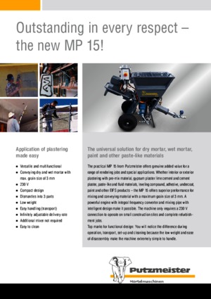 Pompy do mieszania zaprawy Putzmeister MP 15