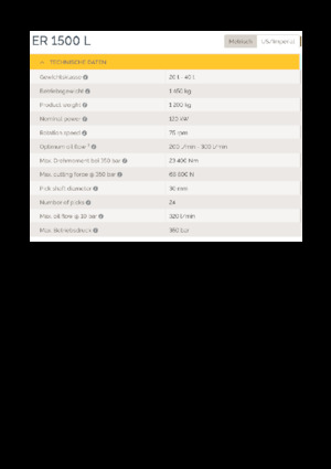 Montowane głowice frezarskie do koparek hydraulicznych Epiroc ER 1500L
