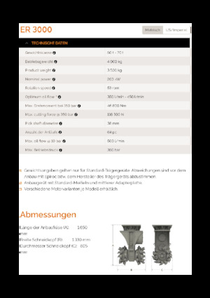 Montowane głowice frezarskie do koparek hydraulicznych Erkat ER 3000