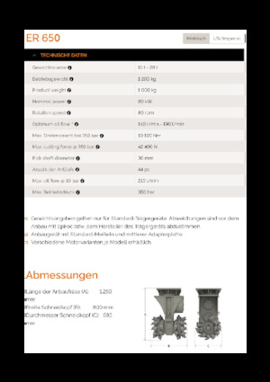 Montowane głowice frezarskie do koparek hydraulicznych Erkat ER 650