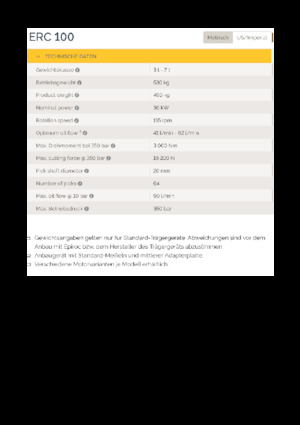 Montowane głowice frezarskie do koparek hydraulicznych Epiroc ERC 100