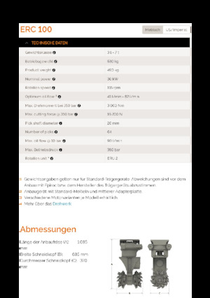 Montowane głowice frezarskie do koparek hydraulicznych Erkat ERC 100