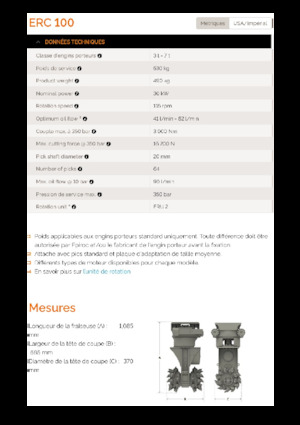 Montowane głowice frezarskie do koparek hydraulicznych Erkat ERC 100