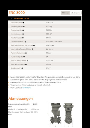 Montowane głowice frezarskie do koparek hydraulicznych Erkat ERC 3000
