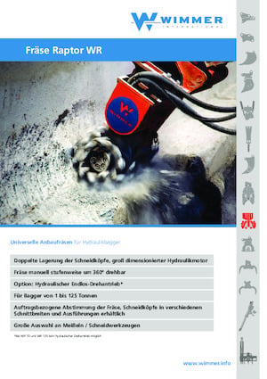 Montowane głowice frezarskie do koparek hydraulicznych WIMMER WR50
