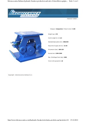 Ubijarki do koparek hydraulicznych Idromeccanica C 180