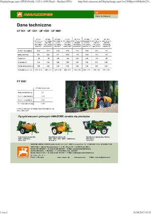 Opryskiwacze zawieszane Amazone UF 1201 (12,5)