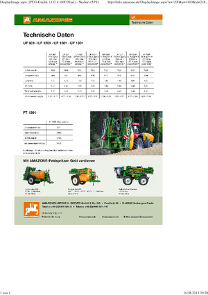 Opryskiwacze zawieszane Amazone UF 1201 (12,5)