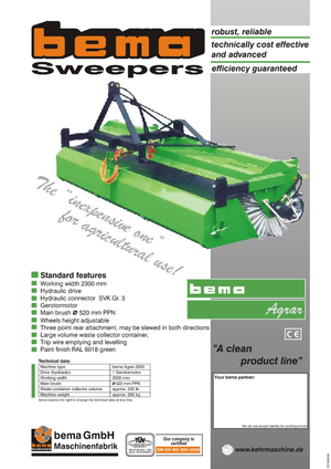 Mocowane zamiatarki Bema Agrar 2300