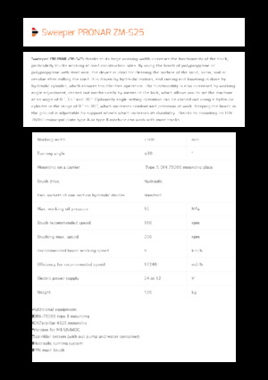 Mocowane zamiatarki Pronar ZM-S 25