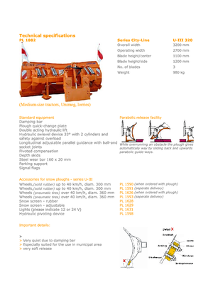 Pługi śnieżne wielolemieszowe Hydrac U III 320 C