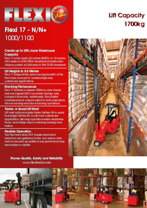 Wózki widłowe do wąskich korytarzy (VNA) Flexi 17N