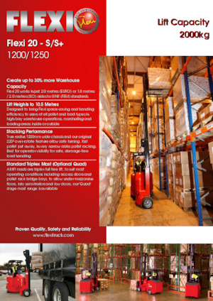 Wózki widłowe do wąskich korytarzy (VNA) Flexi 20S