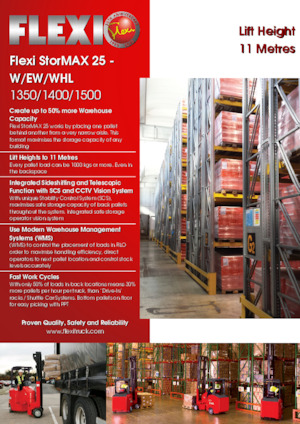 Wózki widłowe do wąskich korytarzy (VNA) Flexi StorMAX 25 W