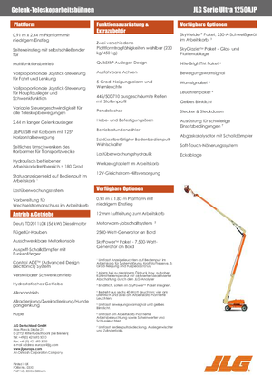 Kołowe przegubowe podnośniki koszowe JLG 1250AJP