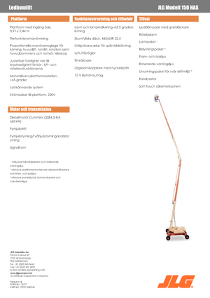 Kołowe przegubowe podnośniki koszowe JLG 150HAX 4x4x4