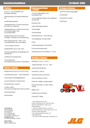 Kołowe przegubowe podnośniki koszowe JLG 340AJ