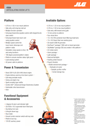 Kołowe przegubowe podnośniki koszowe JLG 450A Serie II