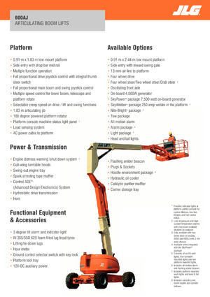 Kołowe przegubowe podnośniki koszowe JLG 600AJ