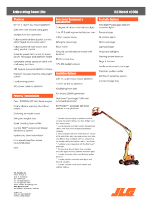 Kołowe przegubowe podnośniki koszowe JLG 600AN