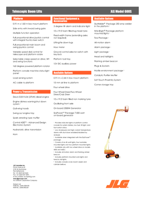 Kołowe teleskopowe platformy robocze JLG 600S