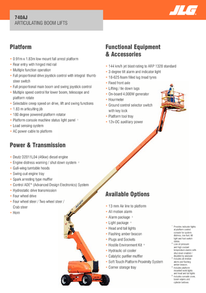 Kołowe przegubowe podnośniki koszowe JLG 740 AJ