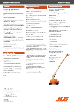 Kołowe teleskopowe platformy robocze JLG 800S