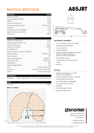 Kołowe przegubowe podnośniki koszowe Snorkel A85JRT