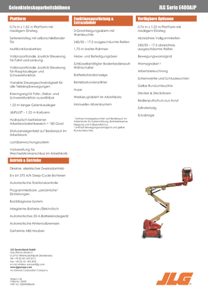 Kołowe przegubowe podnośniki koszowe JLG E400AJP