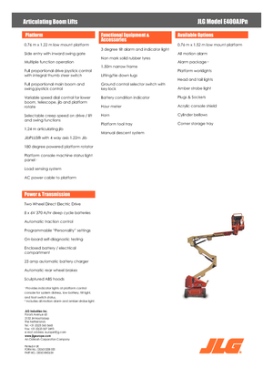 Kołowe przegubowe podnośniki koszowe JLG E400AJPN