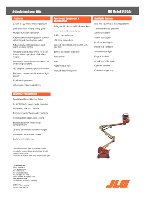 Kołowe przegubowe podnośniki koszowe JLG E400AN