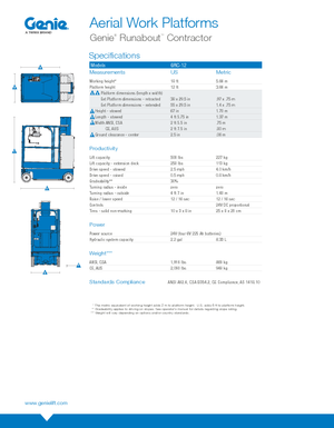 Kołowe teleskopowe platformy robocze Genie GRC-12 Runabout