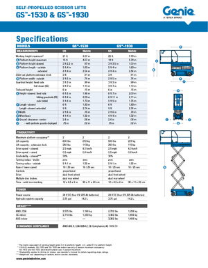 Kołowe podnośniki nożycowe Genie GS-1930 Hydraulic