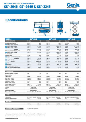 Kołowe podnośniki nożycowe Genie GS-3246
